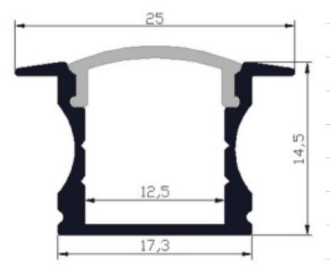 Profili di alluminio messo 25 x 14.5mm RoHS della luce del supporto LED